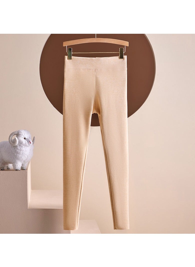 AUTOYSUR Women's Thermal Underwear Includes Chest Pad Long Johns with Lined Base Layer Cold Weather Pajamas Sets for 40kg-55kg (Beige)  - Image 3