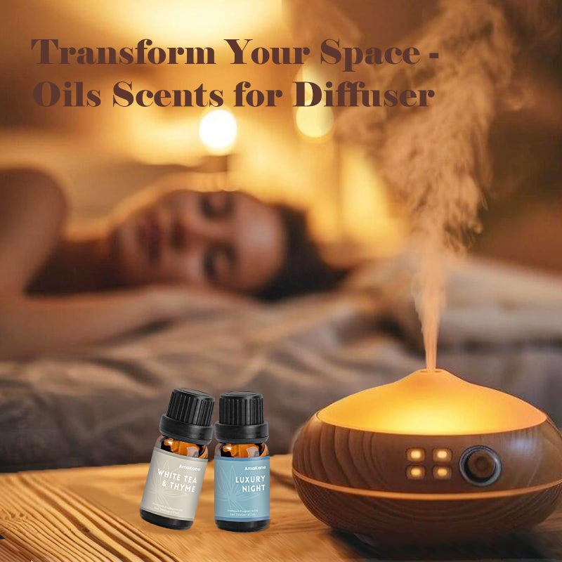 AmaKane Hotel Diffuser Oils, Hotel Scent Essential Oil, Fragrance Oil for Candle Making, Soap Scents for Making Soap, Aromatherapy Oils 6x10ml, Luxury Night, White Tea& Thyme, Jasmine& Sandal, More - Image 2