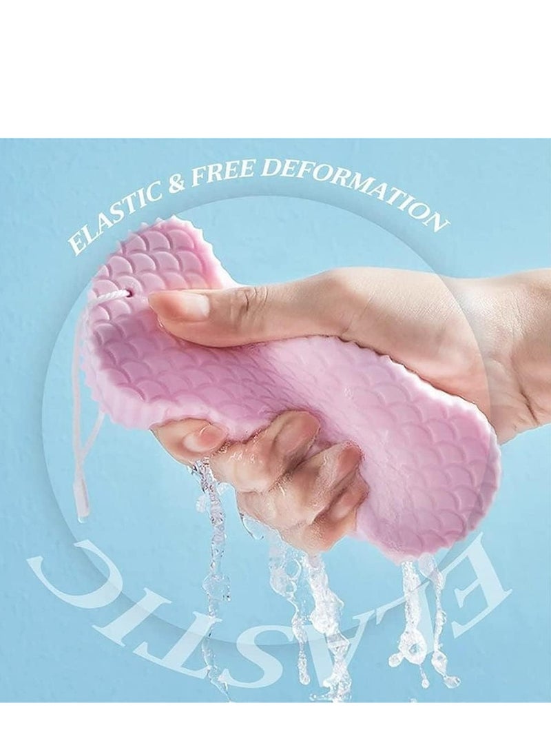 Loquat 2/4-Pack Magic Exfoliating Bath Sponges –Magic Sponge for Skin, Skin Exfoliator for Body Dead Skin(Gray+Pink). - Image 2