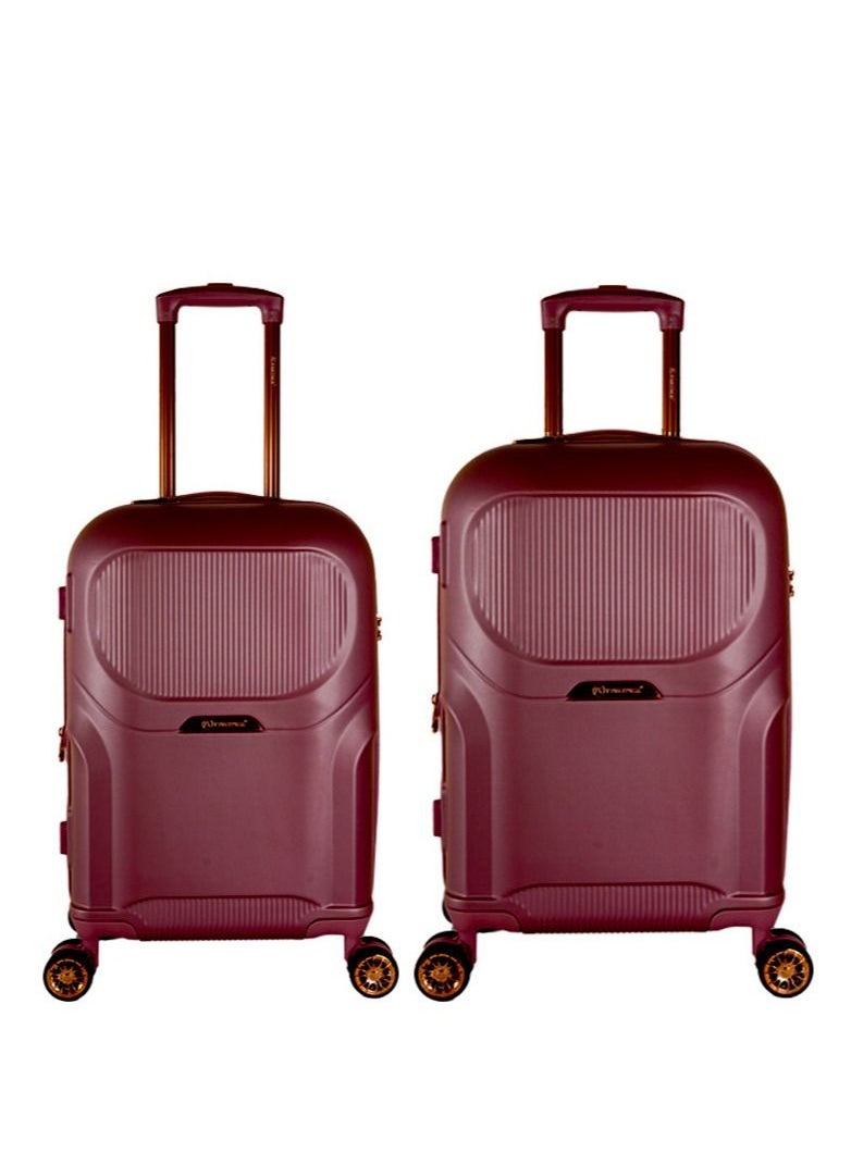 PARTNER Trolley Luggage Sets 28 inch and 24 inch 2 Piece Hardside Expandable Lightweight Durable Suitcase bag Sets Double Spinner Wheels TSA Lock red maroon colour Best Price UAE Dubai Abu Dhabi