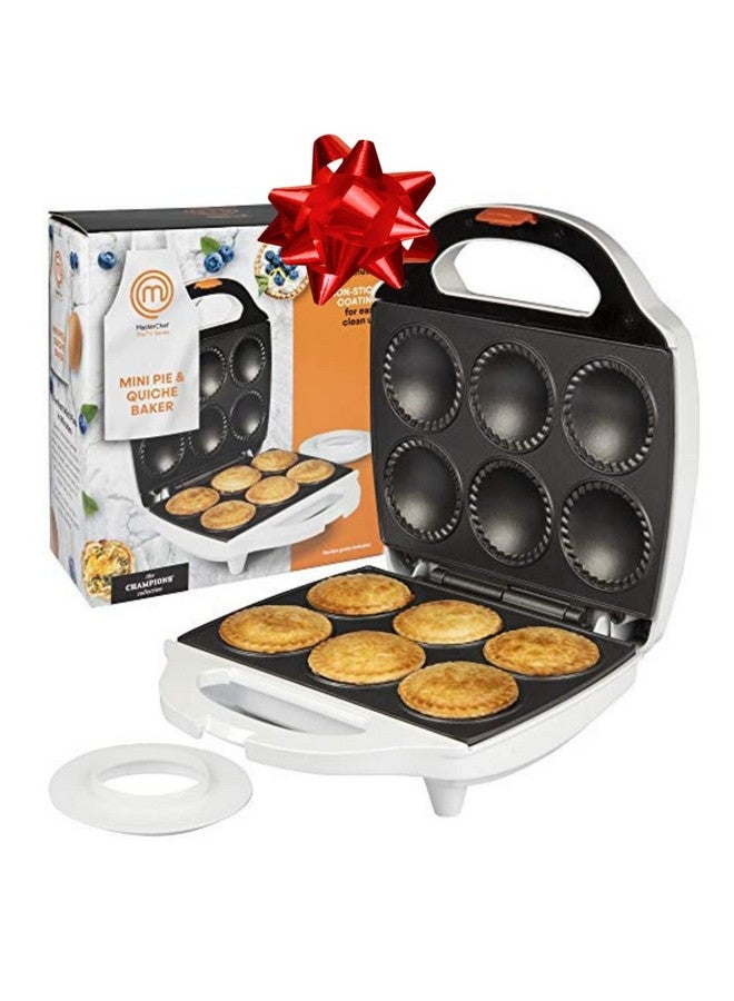 MasterChef Mini Pie and Quiche Maker- Pie Baker Cooks 6 Small Pies and Quiches in Minutes- Non-stick Cooker w Dough Cutting Circle for Easy Measurement and Filling, Birthday Gift - Image 1