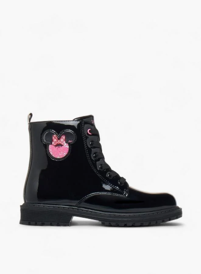 ديزني Minnie Mouse Applique Ankle Boots With Zip Closure