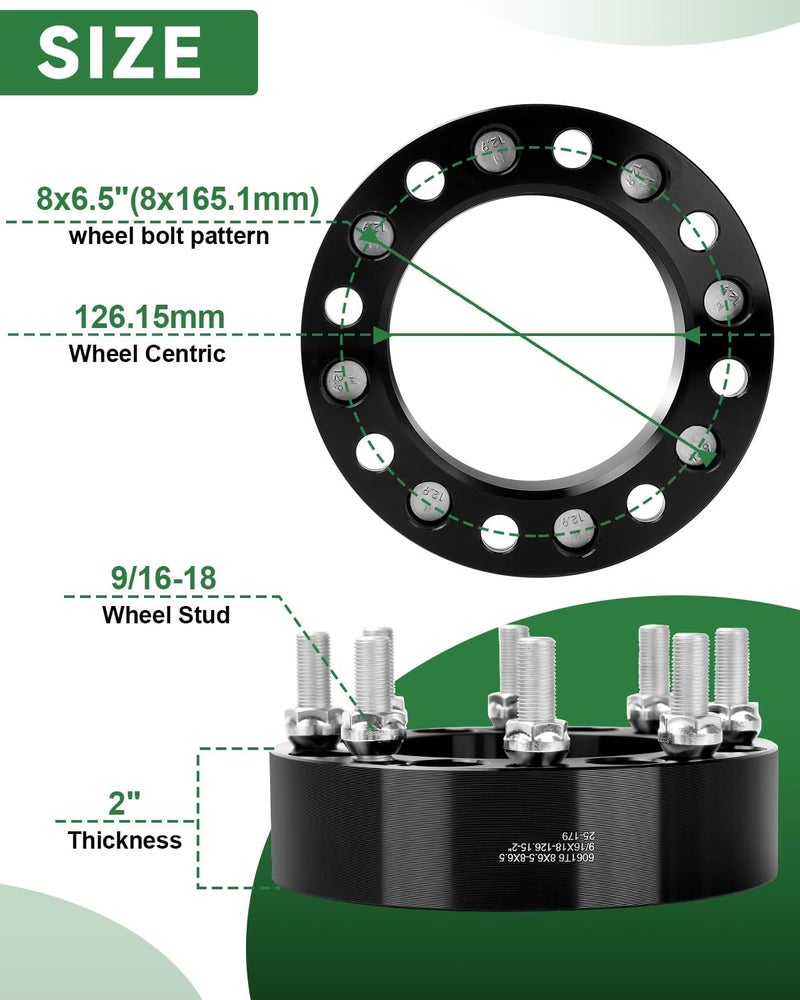 EZISOE 2 pcs 8x6.5 Wheel Spacers for Ram 2500 3500 and F-250 F-350 - 2 Inch Thickness - Image 2