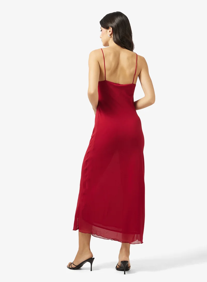 جينجر Strappy Ruffle Detail Slip Dress