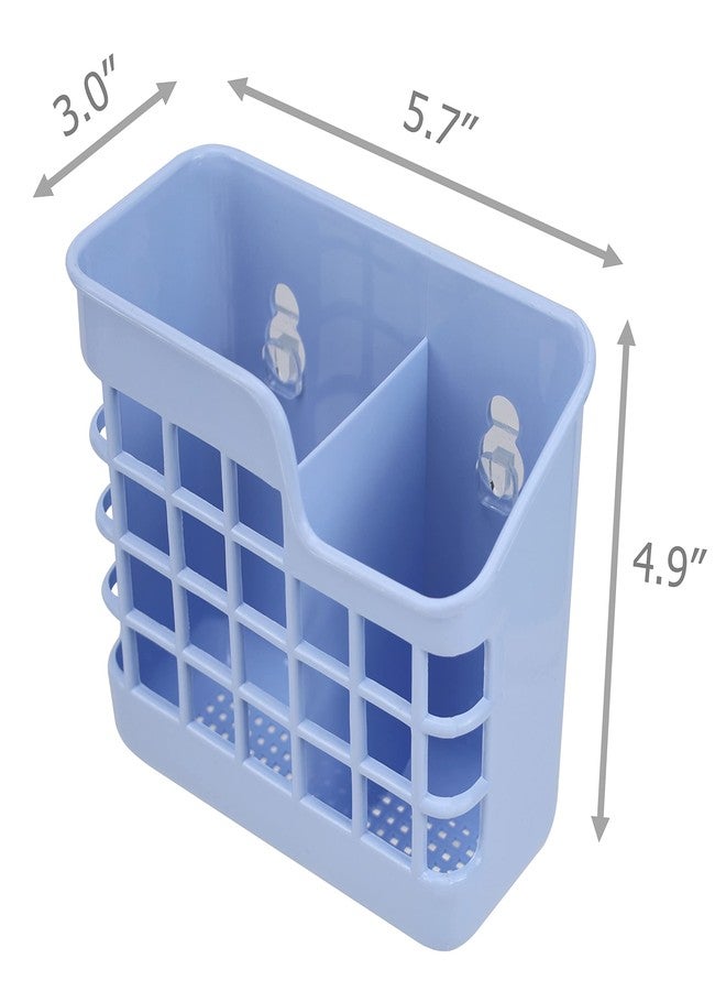 EIKS Plastic Utensil Holder Silverware Organizer Cutlery Drying Rack with Wall Mount Self Adhesive, Having 2 Divided Compartments - Total 2 Pack - Image 5