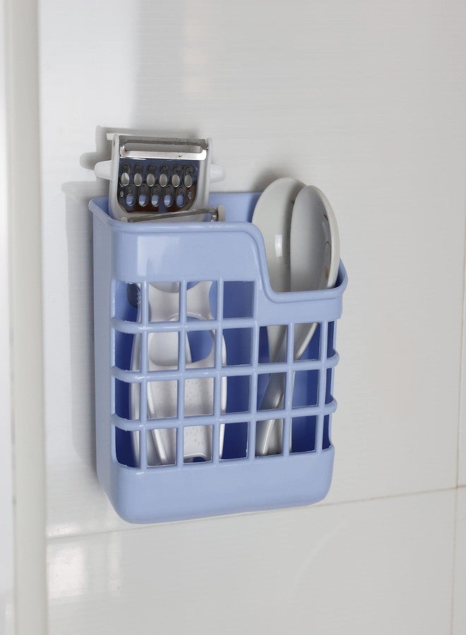 EIKS Plastic Utensil Holder Silverware Organizer Cutlery Drying Rack with Wall Mount Self Adhesive, Having 2 Divided Compartments - Total 2 Pack - Image 2