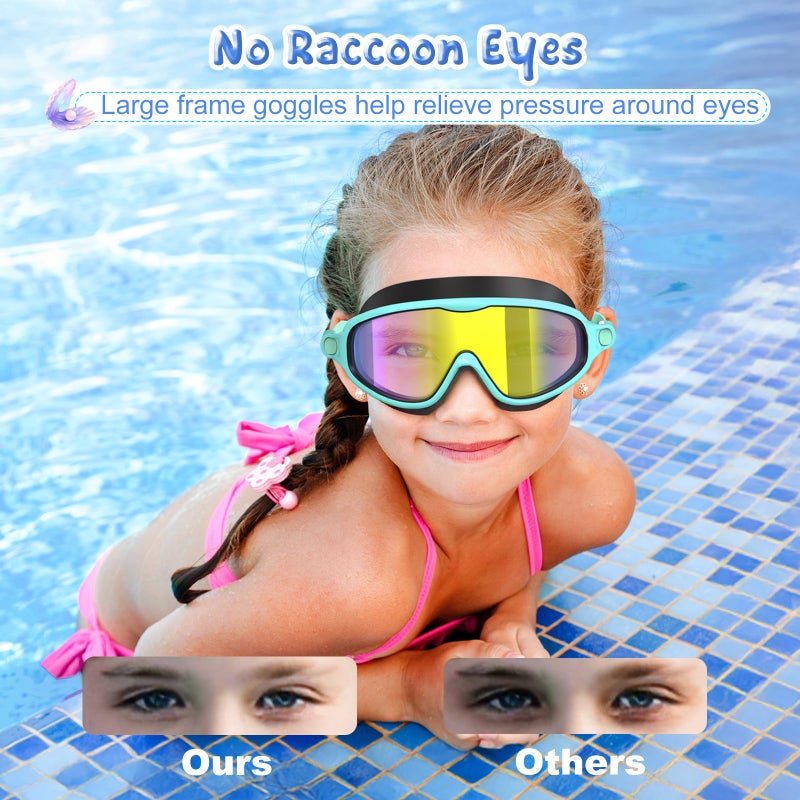 VegoVia 2 Pack Swim Goggles for Kids 6-14, Swimming Pool Goggles for Kids 8-14, Anti-Fog UV Protection for Toddler Youth Teens Boys Girls 6-14, 180Â°Wide View No Leaking for Pool Beach - Image 5