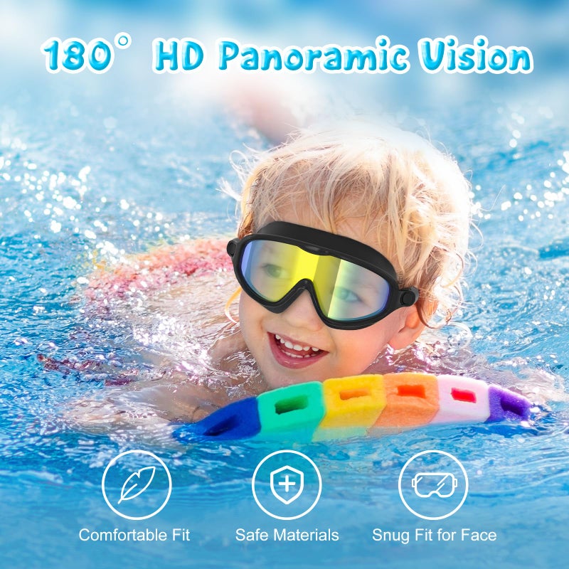 VegoVia 2 Pack Swim Goggles for Kids 6-14, Swimming Pool Goggles for Kids 8-14, Anti-Fog UV Protection for Toddler Youth Teens Boys Girls 6-14, 180Â°Wide View No Leaking for Pool Beach - Image 2