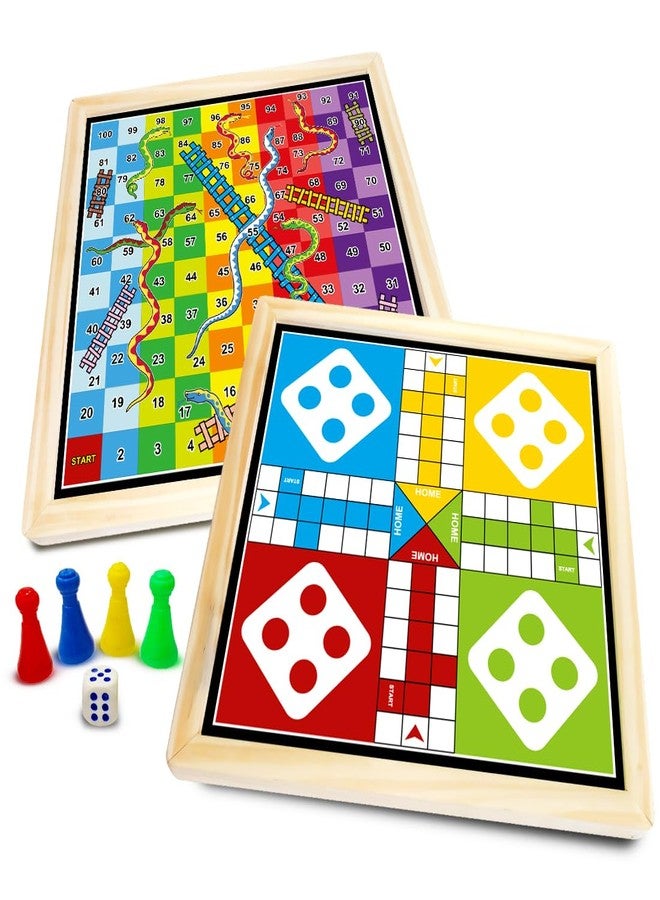 Wembley 2-in-1 Ludo Snake and Ladder Jumbo Wooden Board Game| Magnetic Ludo and Snake and Ladder Game Set| Vibrant Multiplayer Game for Kids & Adults| Smooth & Durable Indoor Board Game Set - Image 1
