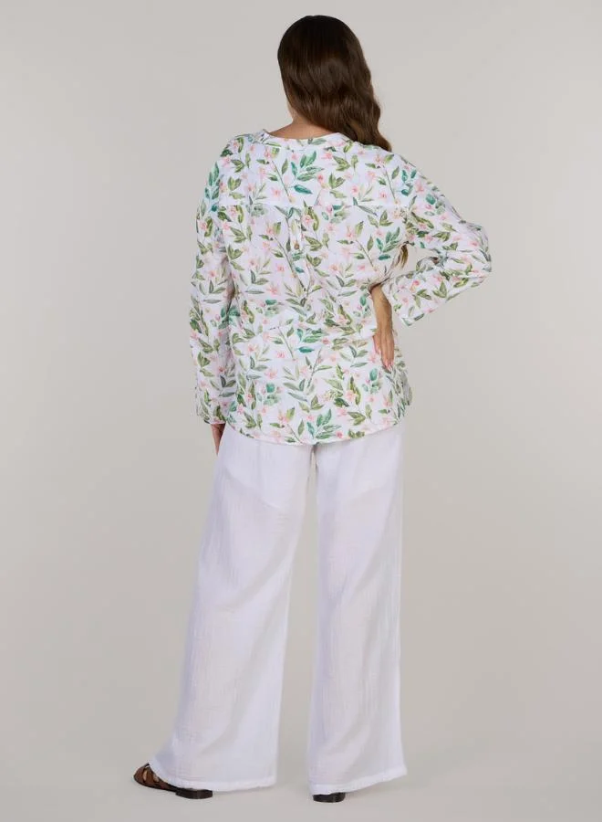 Just Nature Jenny  Wide-leg Trousers with Side Slit