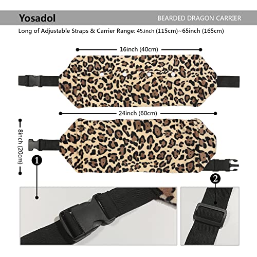 Yosadol Bearded Dragon Leash and Harness Set Beardie Carrier Lizard Adjustable Harness with Leather Wings and Sling Bag Reptile Small Pet Backpack Batwing Accessories Leopard Pattern - Image 3