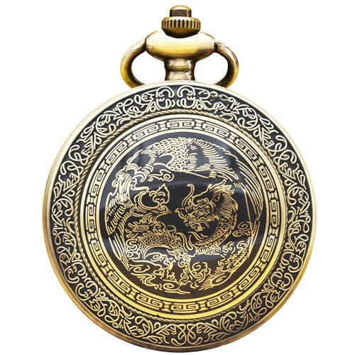 DerMacht Pocket Watch for Men Women Black Quartz Pocket Watches with Chain - Image 1
