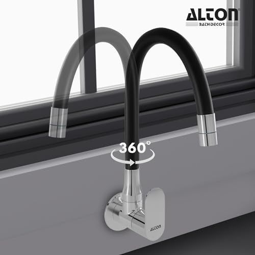 ALTON AXN9466 Brass, Sink Cock with Flexible Swivel Spout, Black & Chrome Finish (Dual Flow) - Image 5