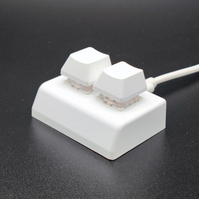 2-Key USB Custom Keyboard for Copy-Paste White-Silver Shaft White-Silver Shaft