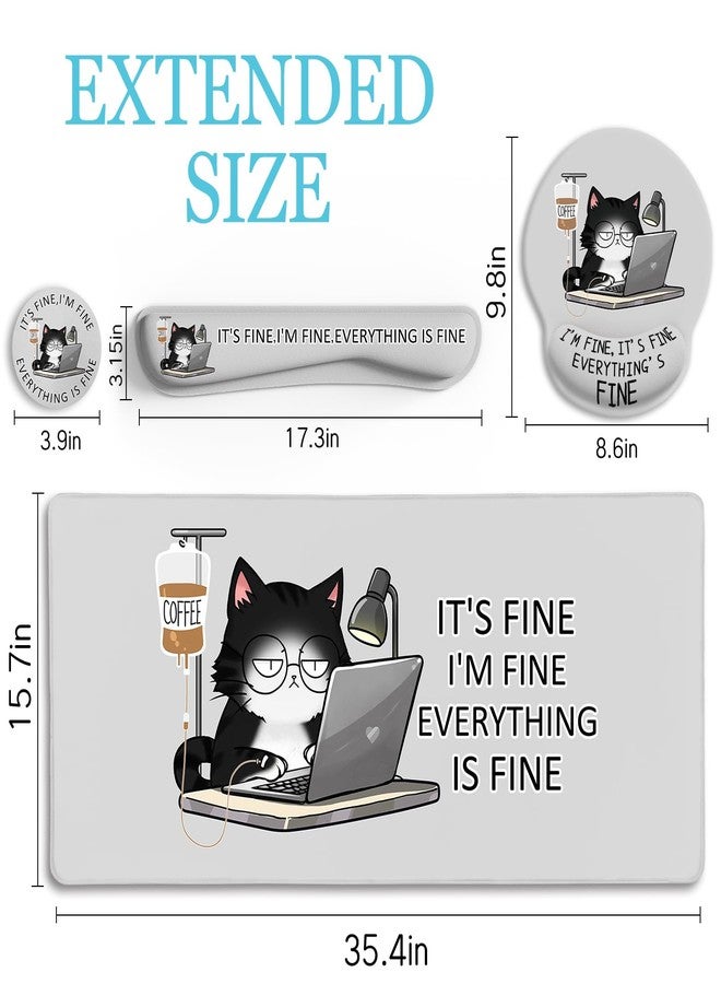 LIMKRIAN Cat Ergonomic Mouse Pad with Wrist Rest Desk Mat Sets Accessories, Cute Mouse Pads for Desk, Gaming Mouse Pad Wrist Support, Keyboard Mat Wrist Rest Cup Coaster Funny Office Desk Accessories - Image 3