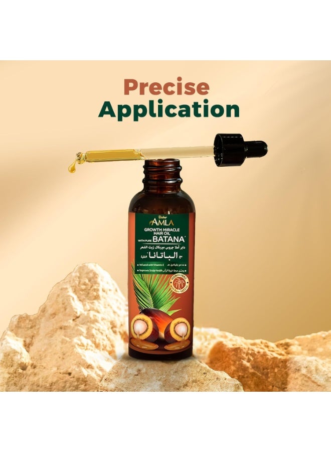 دابر زيت دابر أملا بيور باتانا غروث ميراكل للشعر، 95 مل | غني بباتانا خام 100% وفيتامين هـ | يعزز نمو الشعر، ويمنع تساقطه وترققه | يُحسّن نعومته ولمعانه - Image 5