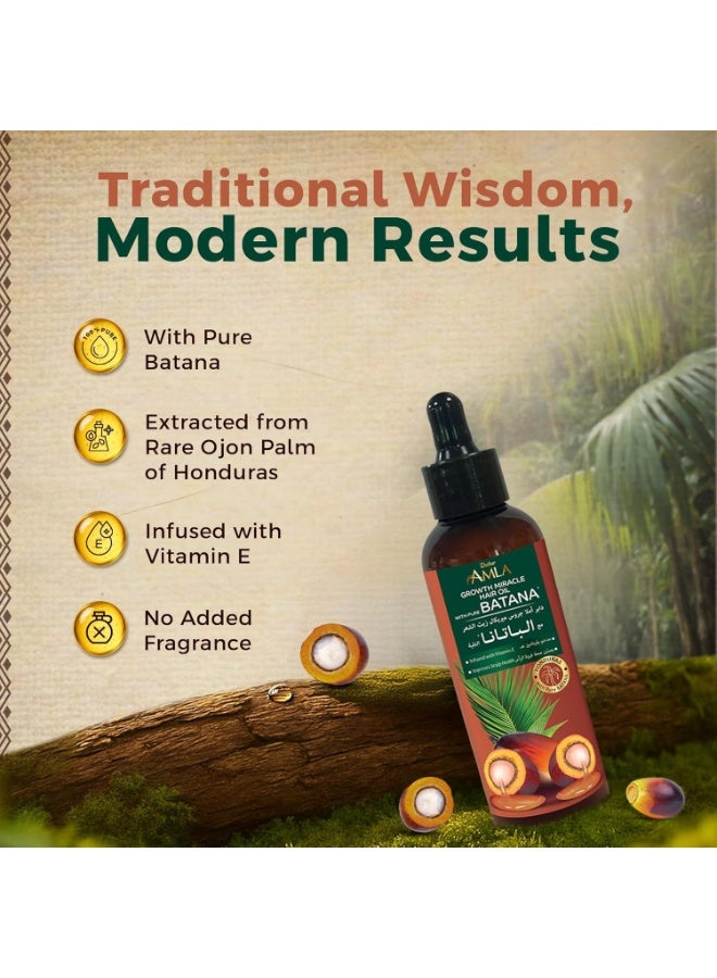 دابر زيت دابر أملا بيور باتانا غروث ميراكل للشعر، 95 مل | غني بباتانا خام 100% وفيتامين هـ | يعزز نمو الشعر، ويمنع تساقطه وترققه | يُحسّن نعومته ولمعانه - Image 4