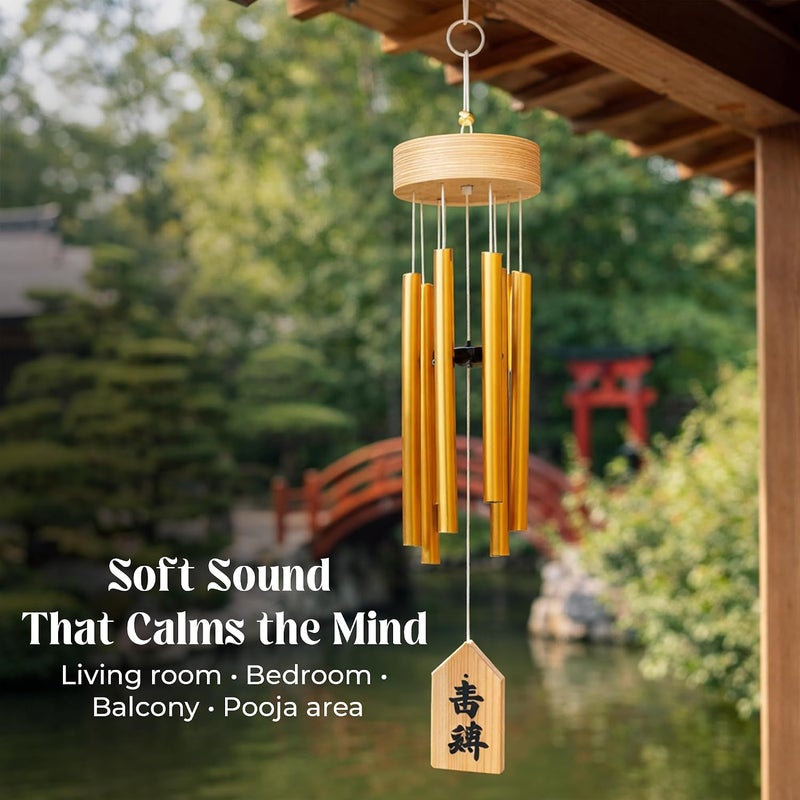 GJ Grand Jhaiji Feng Shui Vastu 6 Pipes Rods Wooden Wind Chime for Balcony with Good Sound for Positive Energy - Image 3