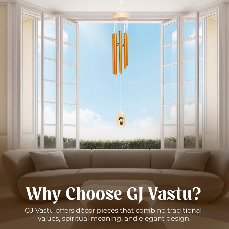 GJ Grand Jhaiji Feng Shui Vastu 6 Pipes Rods Wooden Wind Chime for Balcony with Good Sound for Positive Energy - Image 1