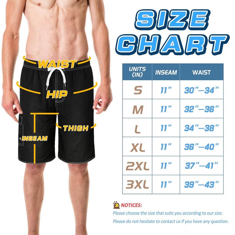 Srnede Mens Swim Trunks Swimming Trunks Swim Shorts Quick Dry 11 Inch with Mesh Lining Funny Swimwear Bathing Suits Black - Image 5