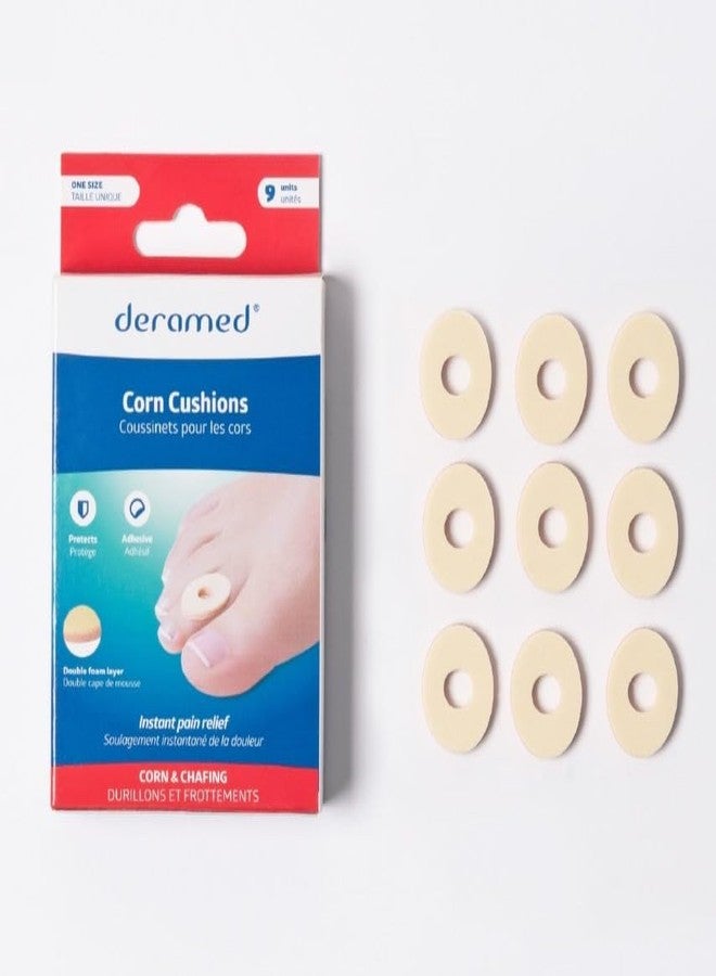 DERAMED Corn Cushions Instant Relief Soft FoamCushions Shoe Pressure and Rubbing Relief Hypoallergenic Adhesive Mylar Top Cover Gentle on Skin - Image 1