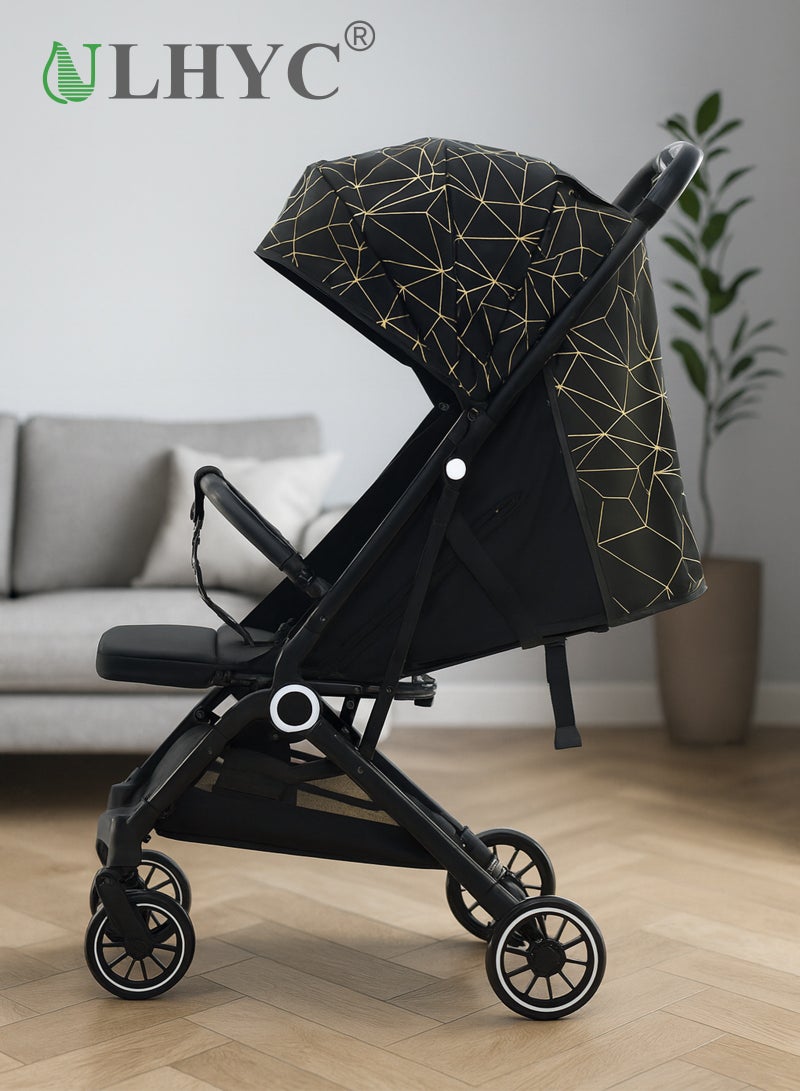 ULHYC Lightweight Foldable Baby Stroller with Reversible Handle, Compact Travel Pram for Infants & Toddlers, Easy One-Hand Fold - Grey - Image 1