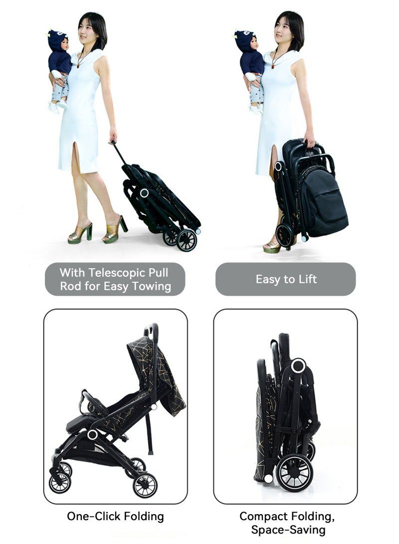 ULHYC Lightweight Foldable Baby Stroller with Reversible Handle, Compact Travel Pram for Infants & Toddlers, Easy One-Hand Fold - Grey - Image 5