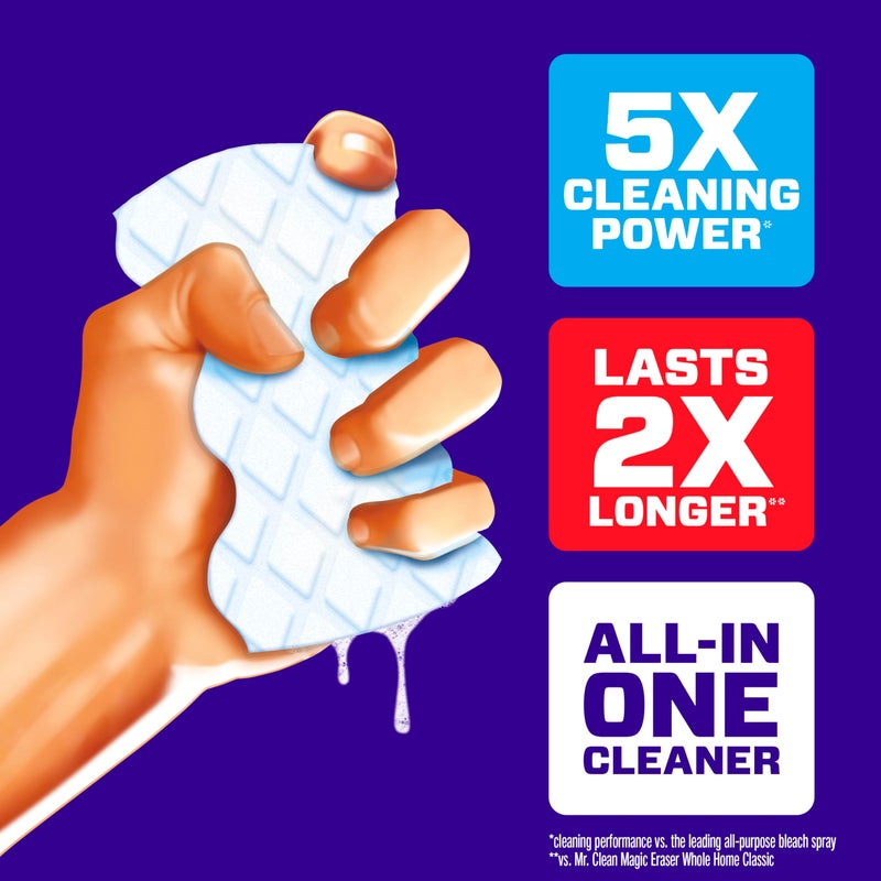 Mr Clean Mr. Clean Magic Eraser Sponge, All Purpose Cleaner, Cleaning Scrubber, Wall, Sneaker, Kitchen, Bathroom, Shower Cleaner, Cleaning Supplies, Melamine Sponge, Cleaning Pads, Extra Durable, 4ct - Image 3