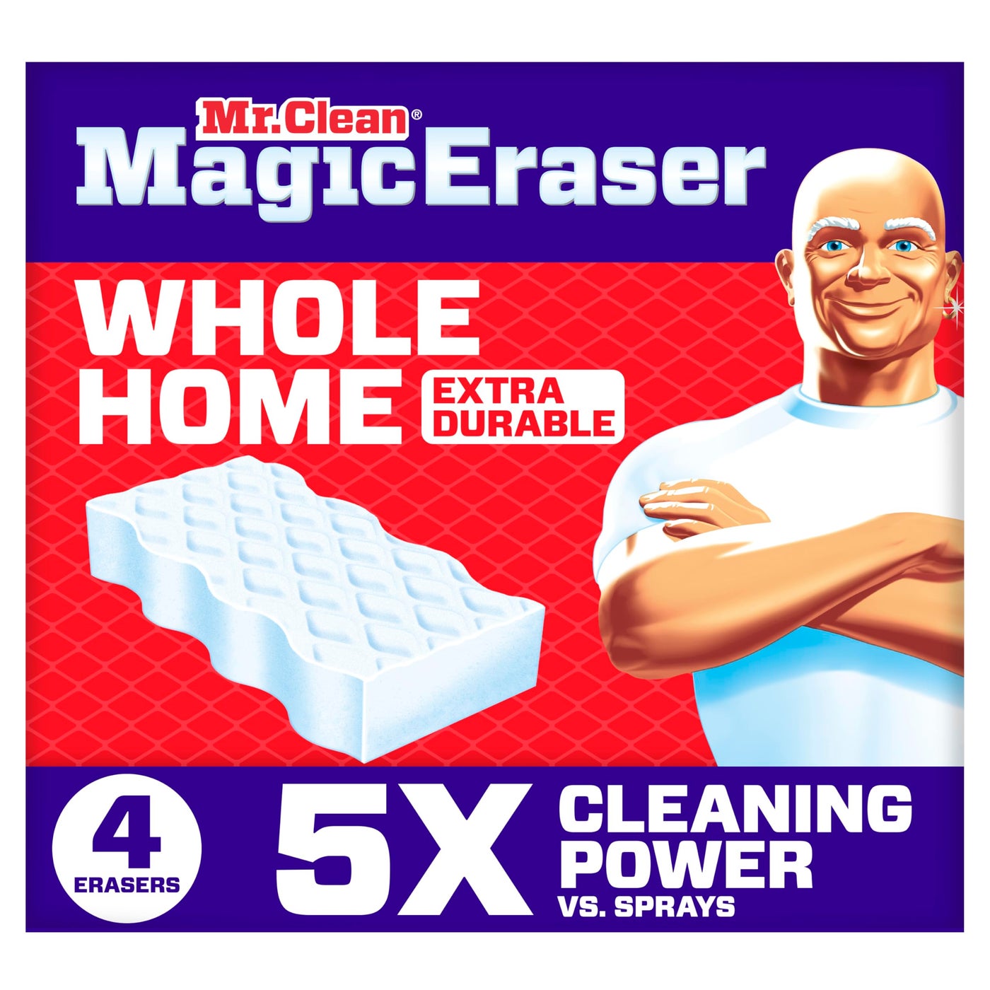 Mr Clean Mr. Clean Magic Eraser Sponge, All Purpose Cleaner, Cleaning Scrubber, Wall, Sneaker, Kitchen, Bathroom, Shower Cleaning Supplies, Melamine Sponge, Cleaning Pads, Whole Home Extra Durable, 12