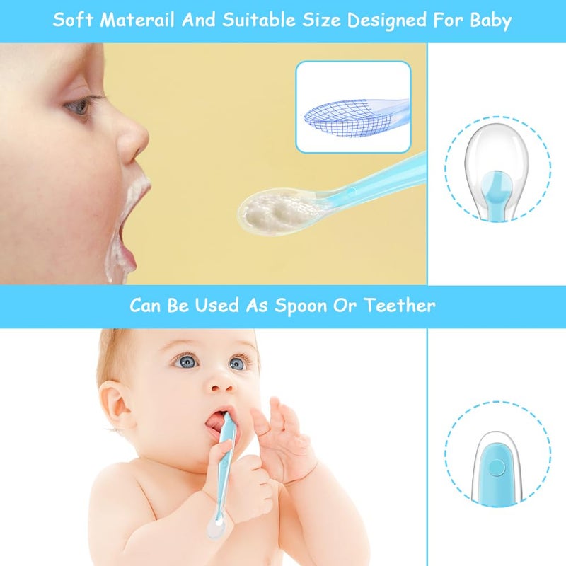 Vicloon Baby Silicone Spoons, 5 PCS Baby Training Feeding Spoons for First Stage 4 Months Toddlers, Infants Utensils Feeding Supplies, Soft Tip BPA Free Gum-Friendly Dishwasher Boil-Proof - Image 3