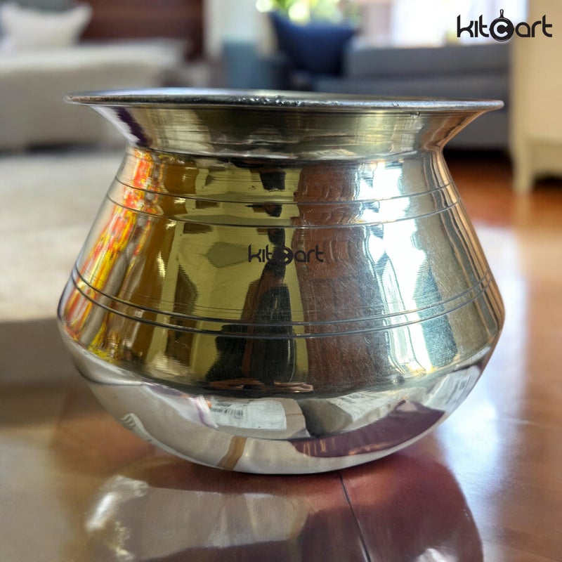 kitcart Pure Brass Water Pot Degchi Handi Patila Pot cookwere Indian Brass Cooking Pot Vessel Pack of 1 (1.2 Liter) - Image 3