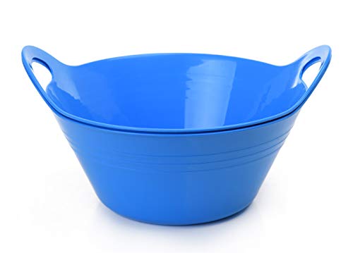 Mintra Office Mintra Home Plastic Bowls with Handles (4.5L Large 2pk, Blue) - Image 1