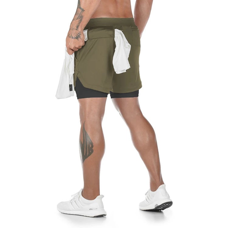 Foreign Trade New Muscle Men''s Running Sports Leisure Outdoor Loose Multi-Pocket Double Layer Fitness Men''s Shorts - Image 5