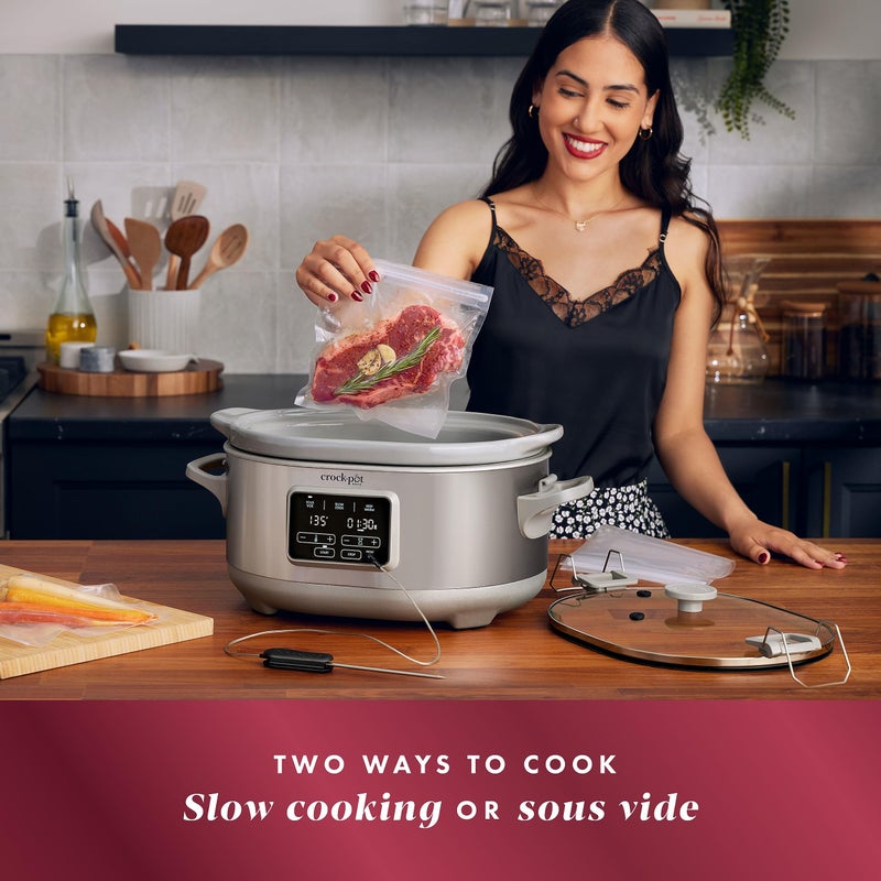 Crock-Pot 7-Quart Cook & Carry Slow Cooker with Sous Vide Function, Family-Sized Slow Cooker Warms up to 30 Hours, Modern Digital Display, Travel-Proof Locking Lid & Removable Temperature Probe - Image 2