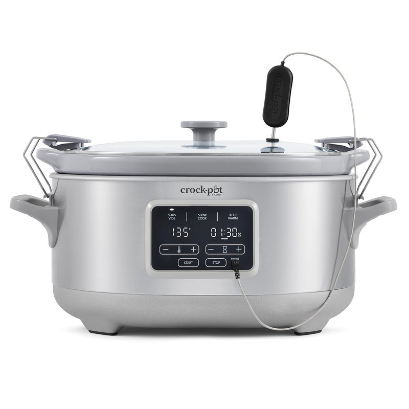 Crock-Pot 7-Quart Cook & Carry Slow Cooker with Sous Vide Function, Family-Sized Slow Cooker Warms up to 30 Hours, Modern Digital Display, Travel-Proof Locking Lid & Removable Temperature Probe - Image 1
