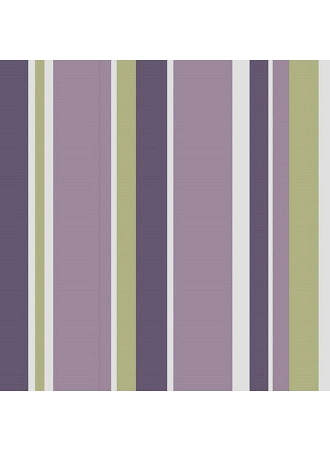 JAMEEL Wide Stripe Wallpaper - Green, Lavender, Purple And White Repeating Vertical Pattern - Stylish Nursery And Playroom Decor 