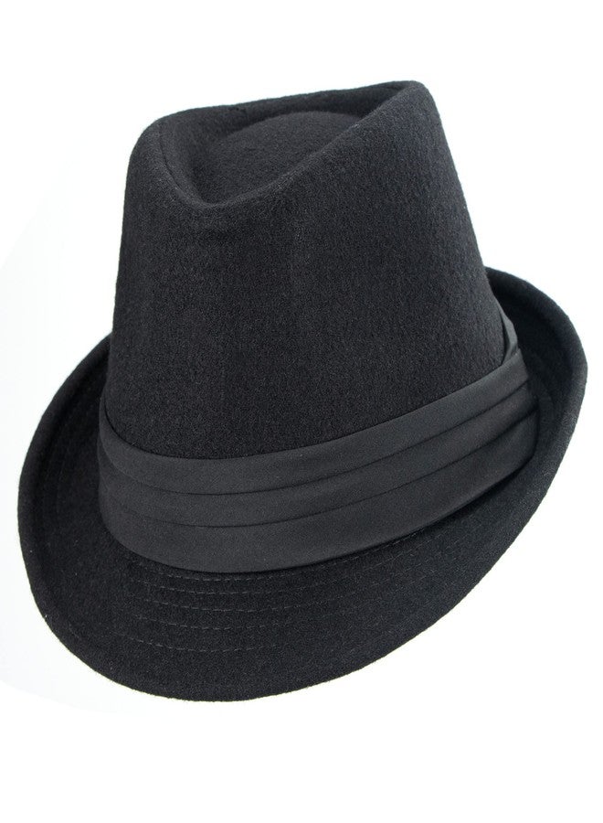 Vikodah Kids Classic Gangster-Trilby Fedora-Hat Short-Brim Manhattan Structured Jazz Cap for Boys Girls 2-6Y Black - Image 5