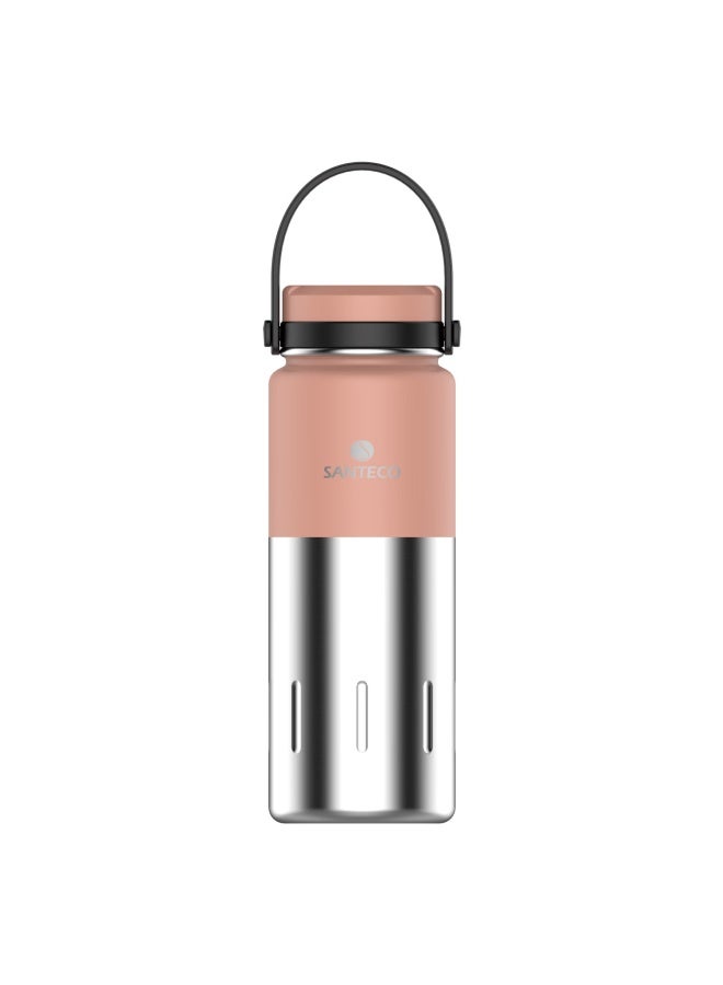 Santeco Insulated Water Bottle, Stylish Design, Portable For Students, Stainless Steel, Long-lasting Heat Retention, Travel Mug, Melon Pink - Image 1