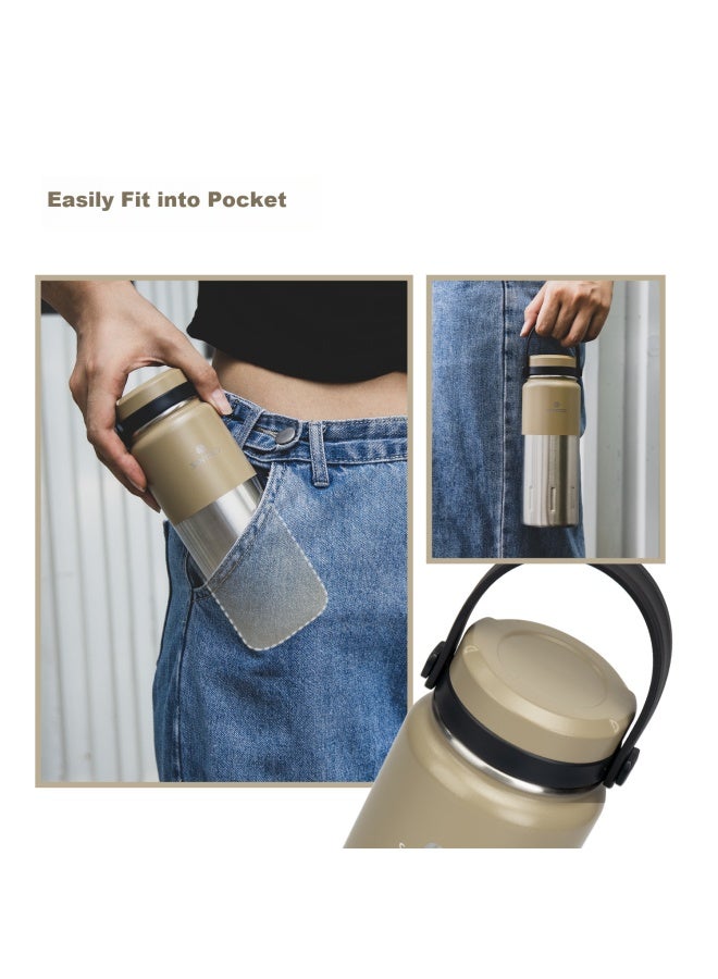 Santeco Insulated Water Bottle, Stylish Design, Portable For Students, Stainless Steel, Long-lasting Heat Retention, Travel Mug, Melon Pink - Image 2