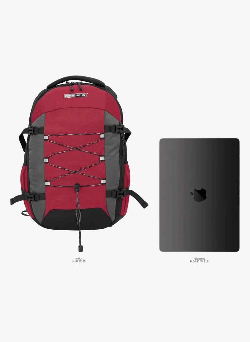 PARAJOHN Parajohn Casual School Backpack With Front Bungee Cord And Side Pockets