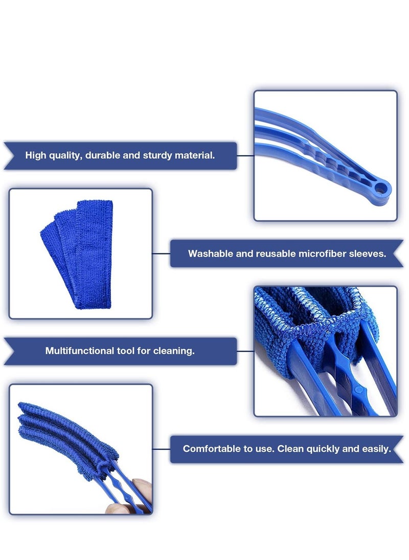 KASTWAVE - 2 Pack Window Blind Cleaner Duster Tool with 6 Each Microfiber Sleeves, Blind Cleaner Tools for Window Blinds, Jalousie Shutter, Air Conditioner - Image 1