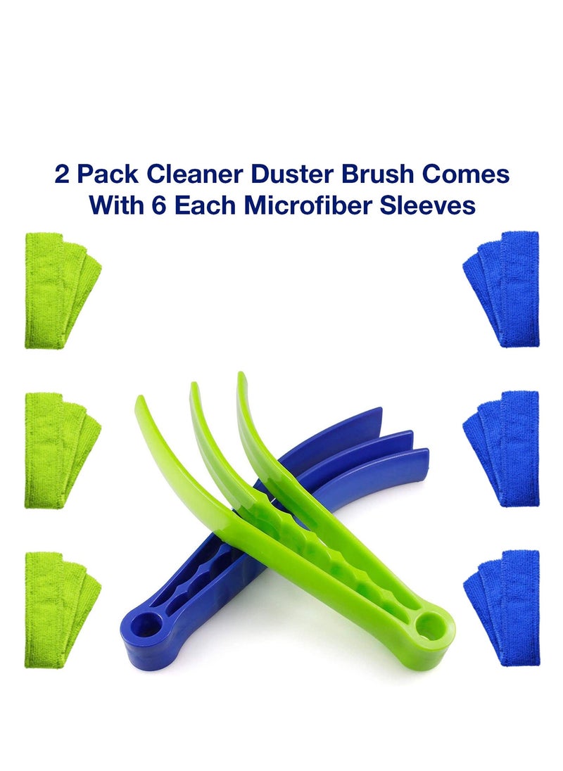 KASTWAVE - 2 Pack Window Blind Cleaner Duster Tool with 6 Each Microfiber Sleeves, Blind Cleaner Tools for Window Blinds, Jalousie Shutter, Air Conditioner - Image 1