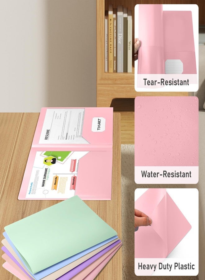 Timart Folders with Pockets-6 Pack, 2 Pocket Folders Fit Letter Size Paper, Pastel Color File Folders for Documents, Plastic File Folder for School Office Home Bussiness - Image 3