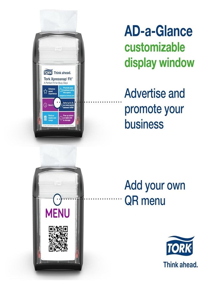 Tork Xpressnap Fit Napkin Dispenser Compact Design, One-at-a-Time Dispensing, Black, N14 System Compatible 2 x 100 White Napkins (800723) - Image 4