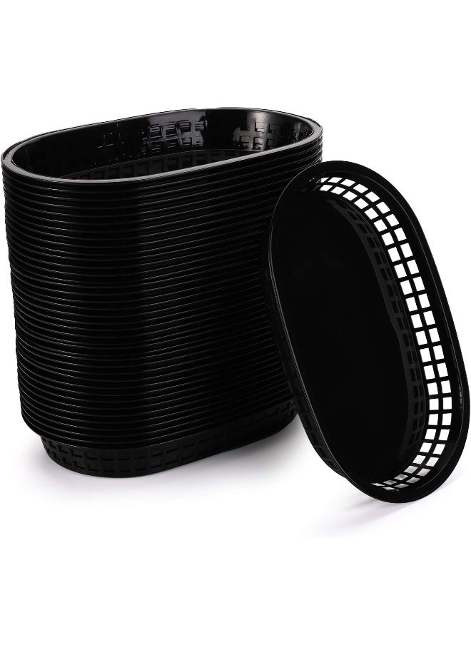 Cedilis Cedilis 40 Pack Fast Food Baskets, 10.5 x 7 Inch Black Plastic Baskets, Food Service Tray for Hot Dogs, Burgers, Sandwiches, Fries, Barbecues, Picnics, Parties  - Image 1