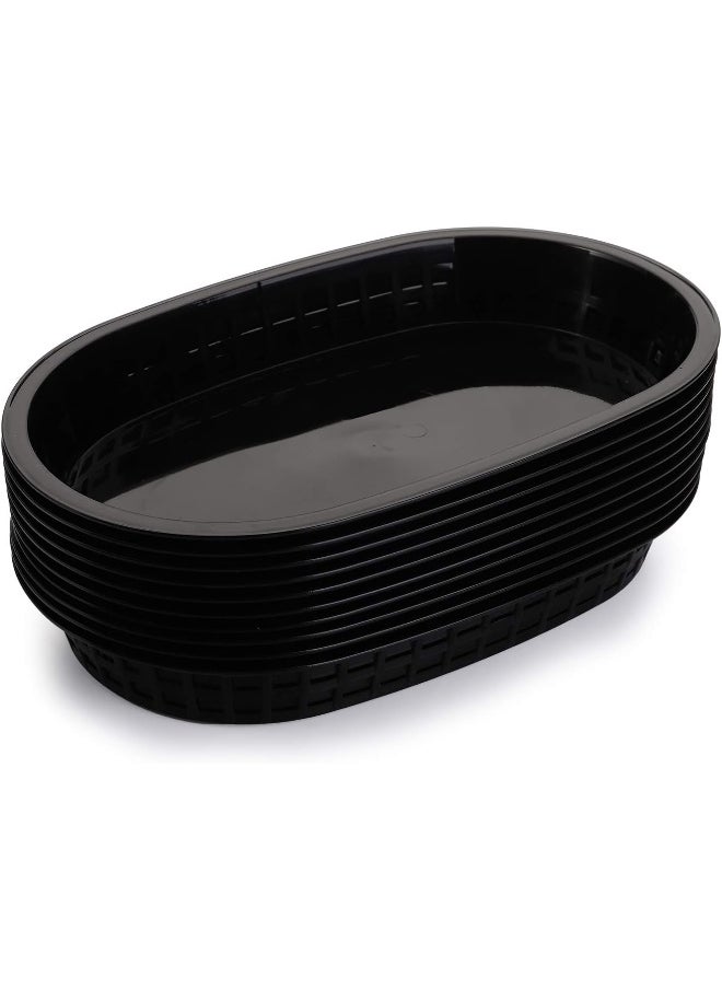 Cedilis Cedilis 40 Pack Fast Food Baskets, 10.5 x 7 Inch Black Plastic Baskets, Food Service Tray for Hot Dogs, Burgers, Sandwiches, Fries, Barbecues, Picnics, Parties  - Image 2
