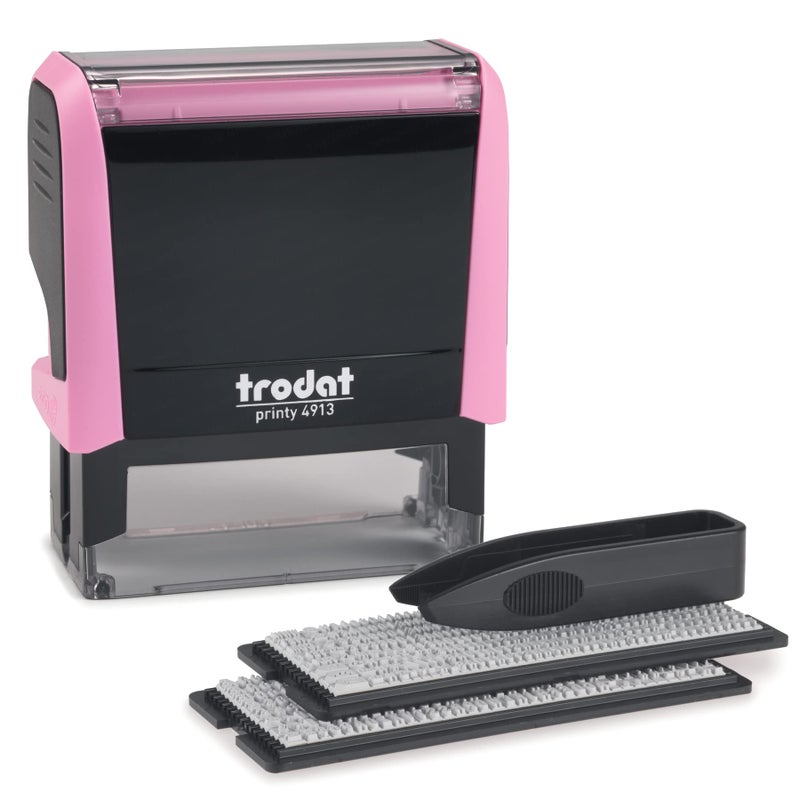 Trodat Printy 4913 SelfInking Do It Yourself DIY 5 Line Personalized Custom Message Stamp with Black Ink Pink - Image 2
