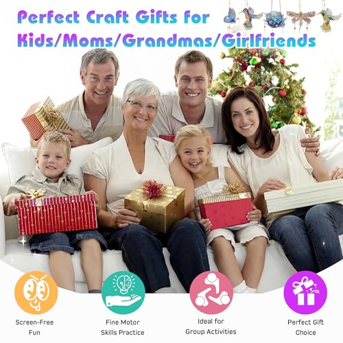 Mulyric 5Pcs Diamond art Kits for KidsAdults Crafts for Kids Ages 812 DIY Diamond Painting art Wind Chimes Crystal Window Suncatcher Craft Birthday Gifts for 7 8 9 10 11 Year Old Girls Home Garden Decor - Image 3