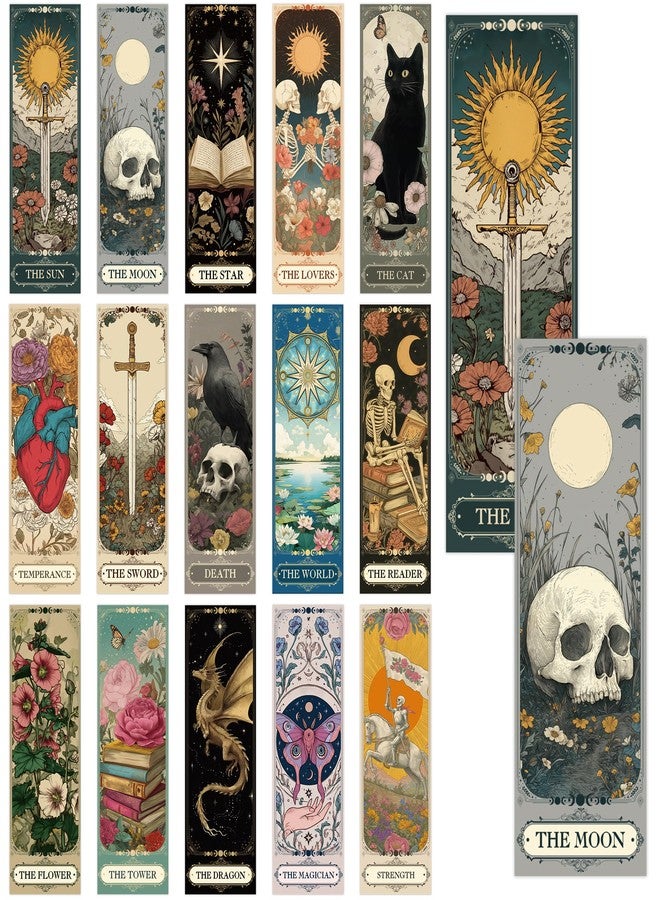 RUBOAOA 60 Pcs Tarot Fantasy Bookmarks, Dark Romance Book Marks for Reading Women Book Lovers, Witchy Aesthetic Page Marker Clips for Gothic Romance Novel or Bookish Gifts - Image 1