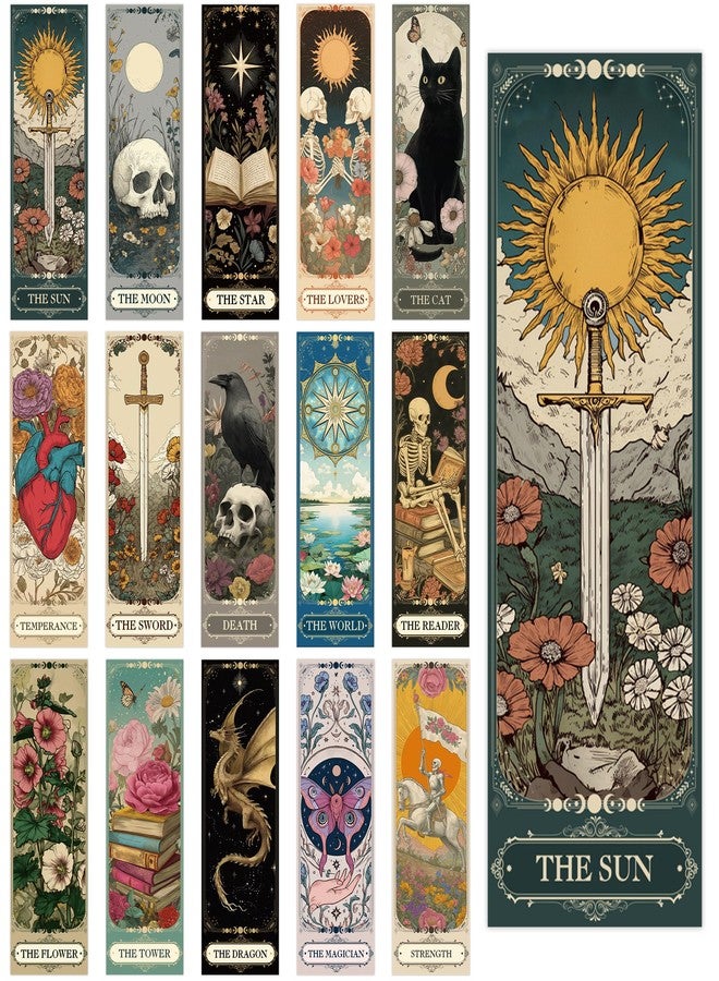 RUBOAOA 60 Pcs Tarot Fantasy Bookmarks, Dark Romance Book Marks for Reading Women Book Lovers, Witchy Aesthetic Page Marker Clips for Gothic Romance Novel or Bookish Gifts - Image 2